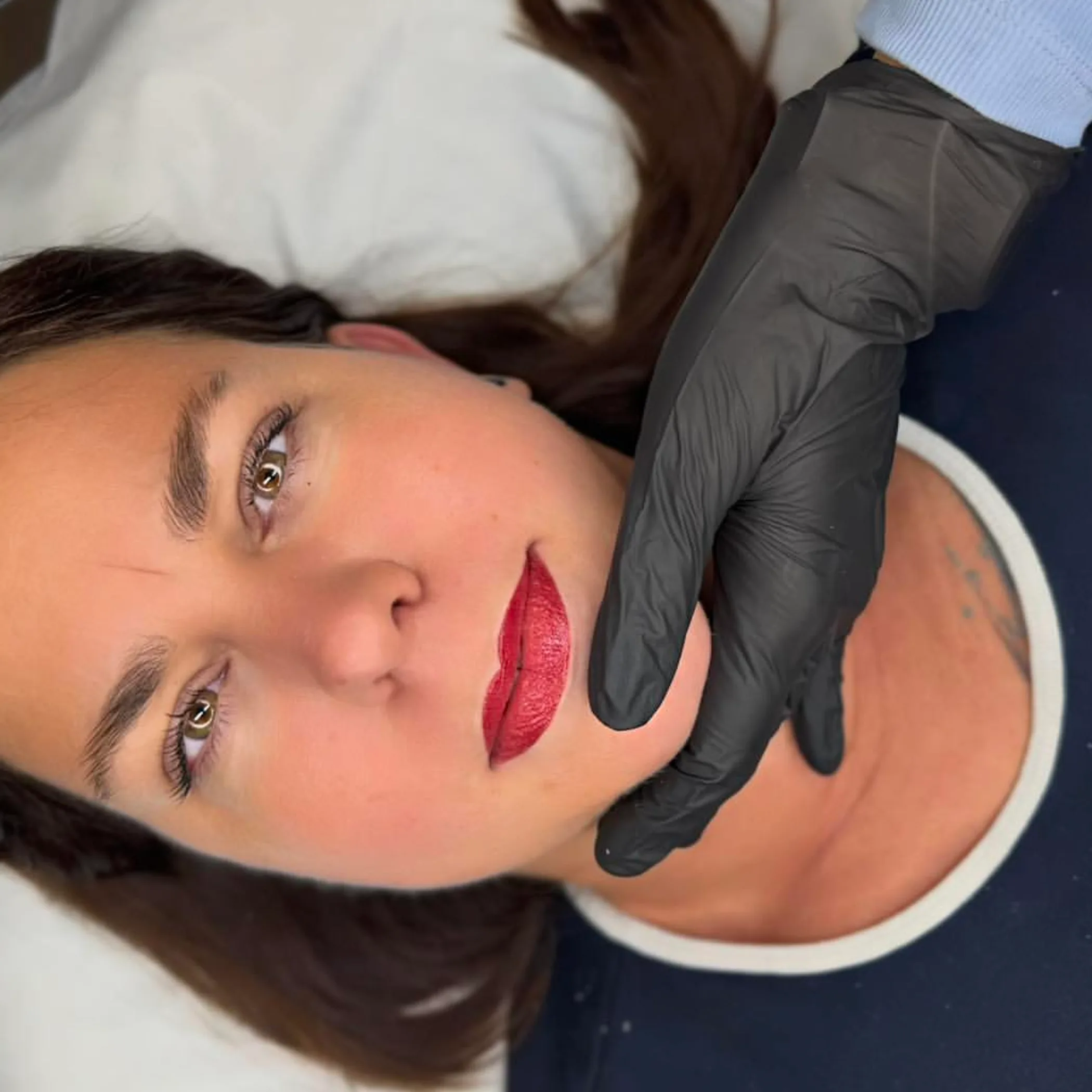 freshly tattooed lips